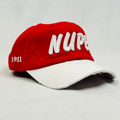 “NUPE” Kappa Alpha Psi Red & White distressed hat