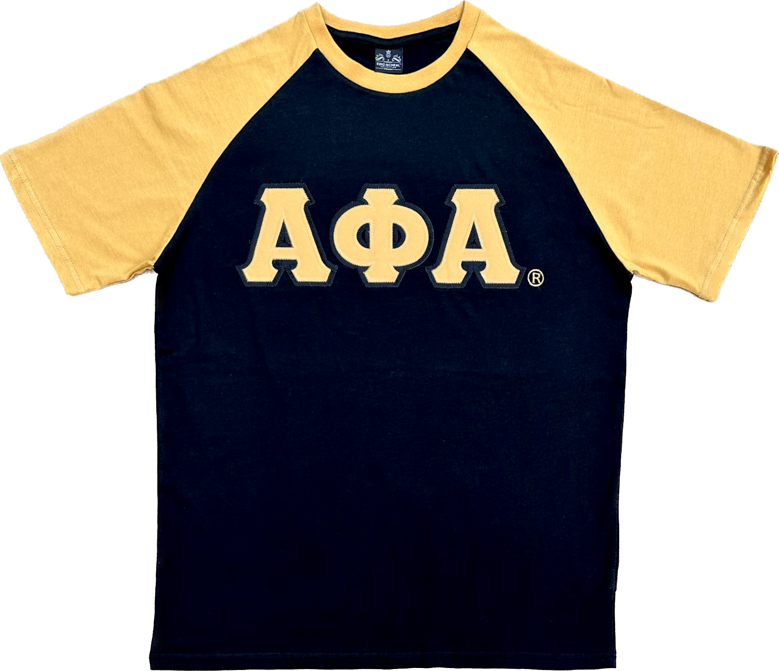 Premium Alpha Black And Old Gold Raglan Tshirt
