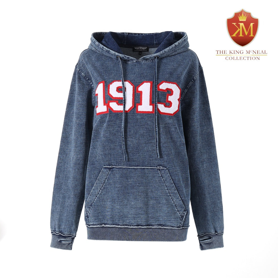 Delta 1913 Chenille Dark Washed Denim Hoodie